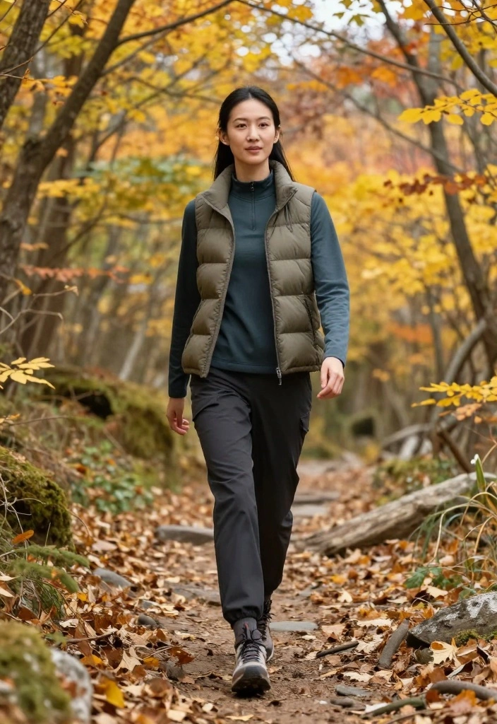 21 Versatile Fall Outfit Ideas for Women That Transition from Day to Night! - 14. Puffer Vest with a Long-Sleeve Shirt and Denim 1
