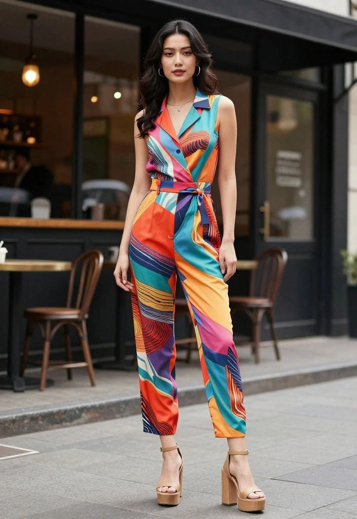 22 Affordable Vintage Outfit Ideas for Women (Style on a Budget! #10 is a Gem!) - 7. Vintage Jumpsuit with Platform Sandals 1