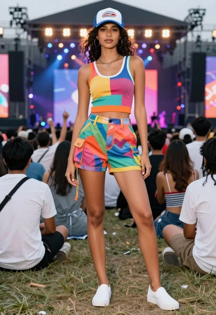 22 Casual Outfit Inspirations for Concerts That Will Make You Stand Out! - 10. Sporty Tank and Cargo Shorts 1