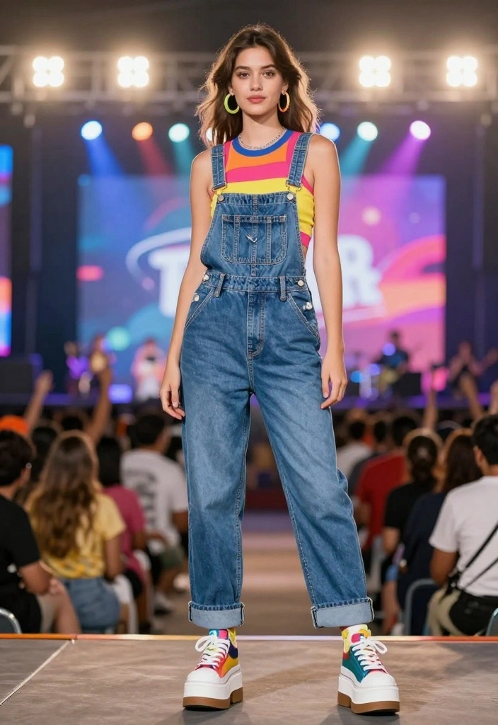 22 Casual Outfit Inspirations for Concerts That Will Make You Stand Out! - 16. Vintage Overalls and Crop Top 1