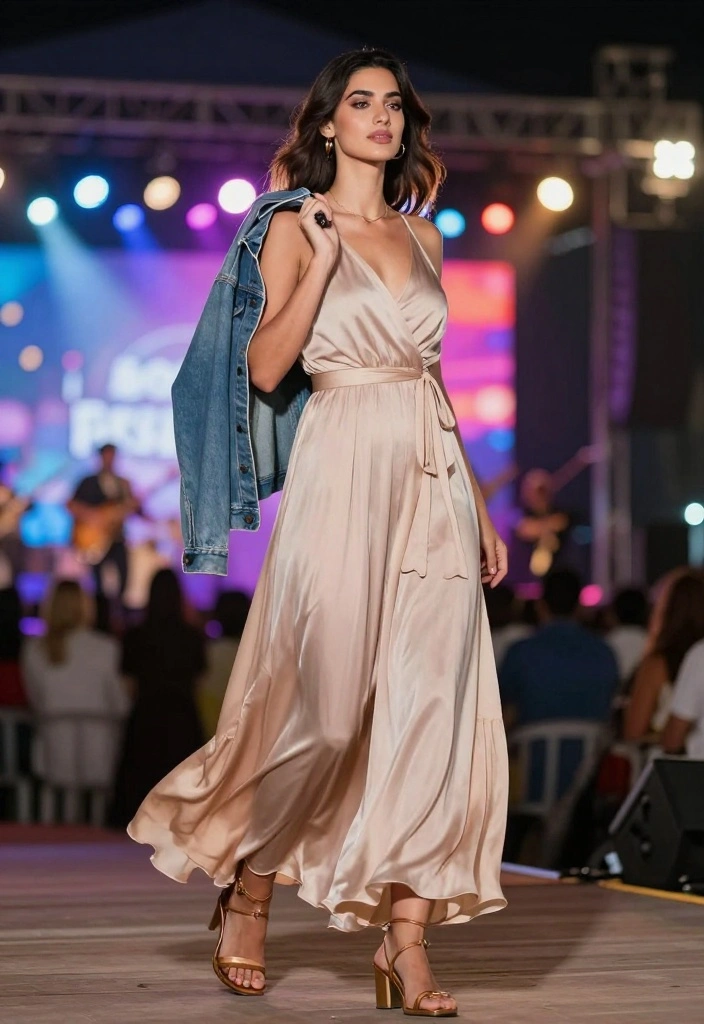 22 Casual Outfit Inspirations for Concerts That Will Make You Stand Out! - 20. Casual Chic with a Wrap Dress 1