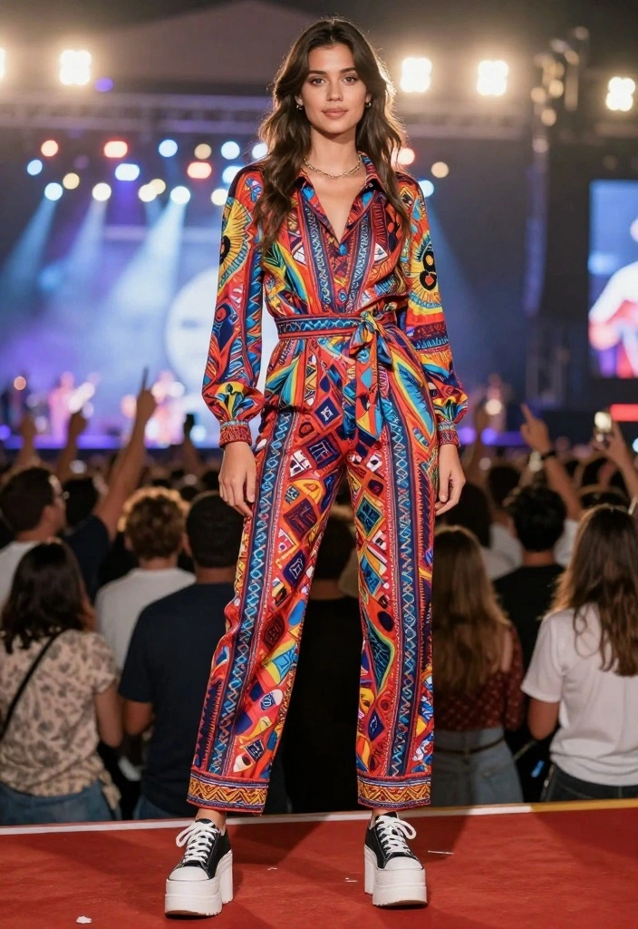 22 Casual Outfit Inspirations for Concerts That Will Make You Stand Out! - 8. Jumpsuit and Platform Sneakers 1