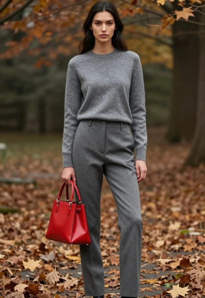 22 Fall Casual Fashion Outfit Inspo Ideas That Are Perfectly Aesthetic (You’ll Love #12!) - 11. Monochrome Outfit with a Pop of Color 1