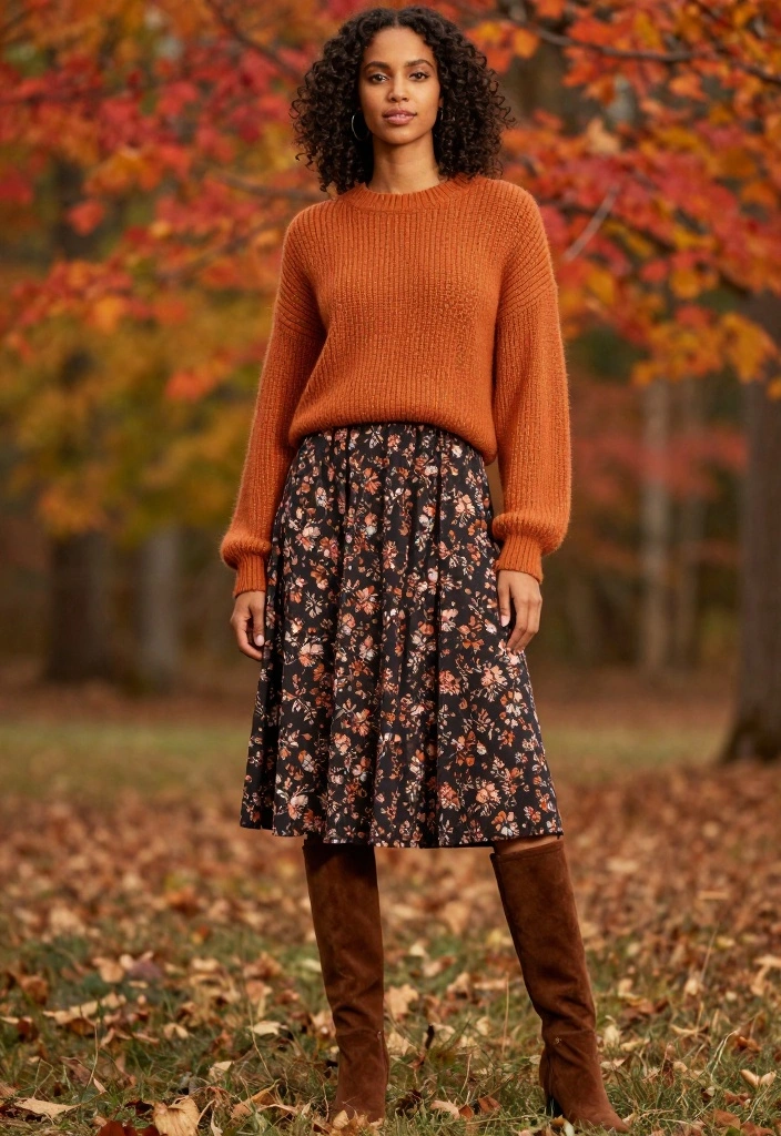 22 Fall Casual Fashion Outfit Inspo Ideas That Are Perfectly Aesthetic (You’ll Love #12!) - 5. Midi Dress with Chunky Knit Sweater 1