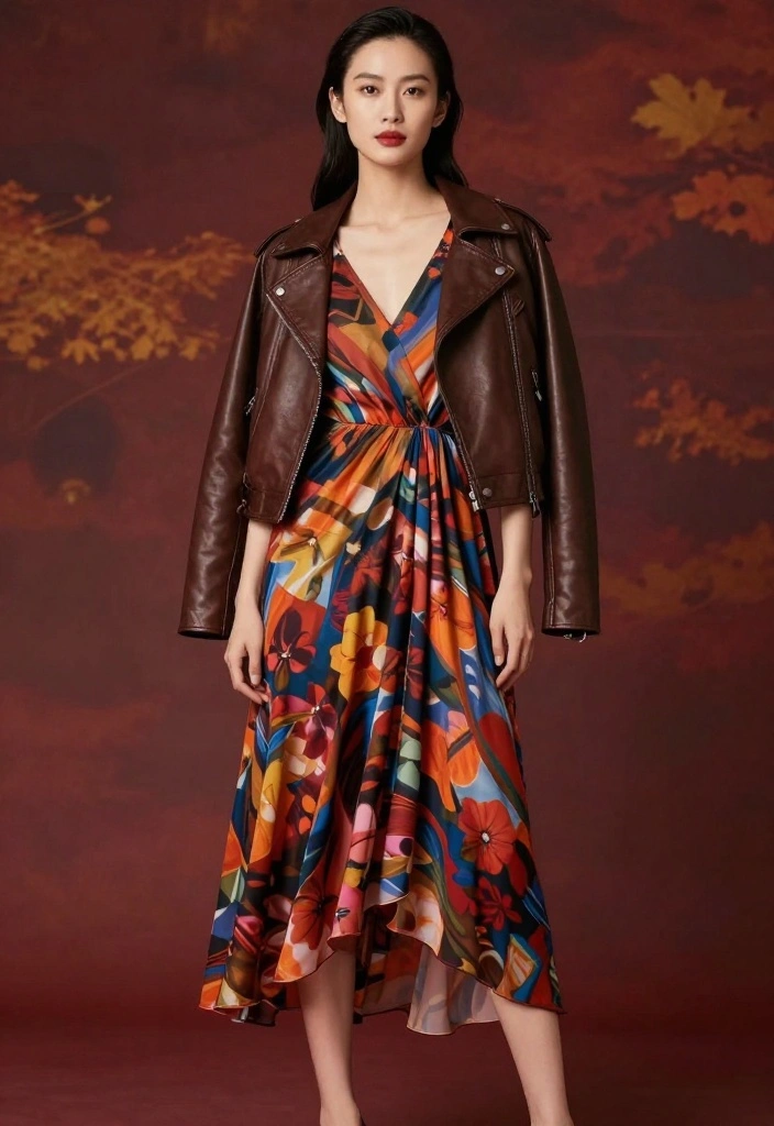 22 Fall Casual Fashion Outfit Inspo Ideas That Are Perfectly Aesthetic (You’ll Love #12!) - 7. Leather Jacket with Ankle Length Dress 1