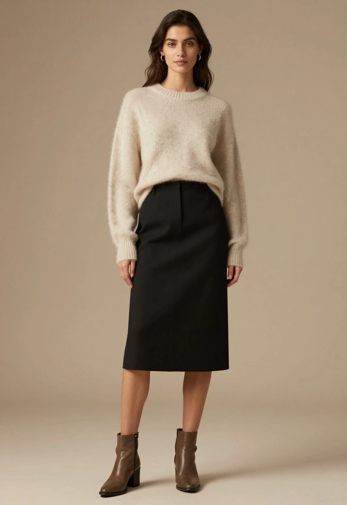 22 Timeless Outfit Inspirations for a Classy Date Night (Your Closet Will Thank You!) - 10. Cozy Yet Chic Knit Sweater and Skirt 1