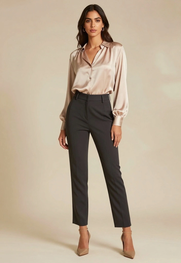 22 Timeless Outfit Inspirations for a Classy Date Night (Your Closet Will Thank You!) - 2. Tailored Trousers with a Silk Blouse 1