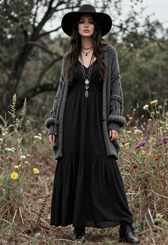 25 Enchantingly Dark Goth Looks That Will Inspire Your Wardrobe! - 7. Mystical Boho Goth 1
