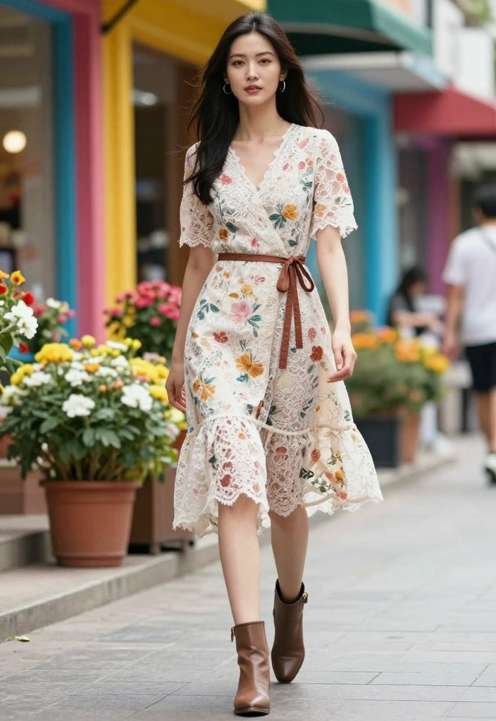 25 Floral-Inspired Cute Spring Outfits That Are Pure Aesthetic Goals! - 10. Floral Lace-Up Dress 1
