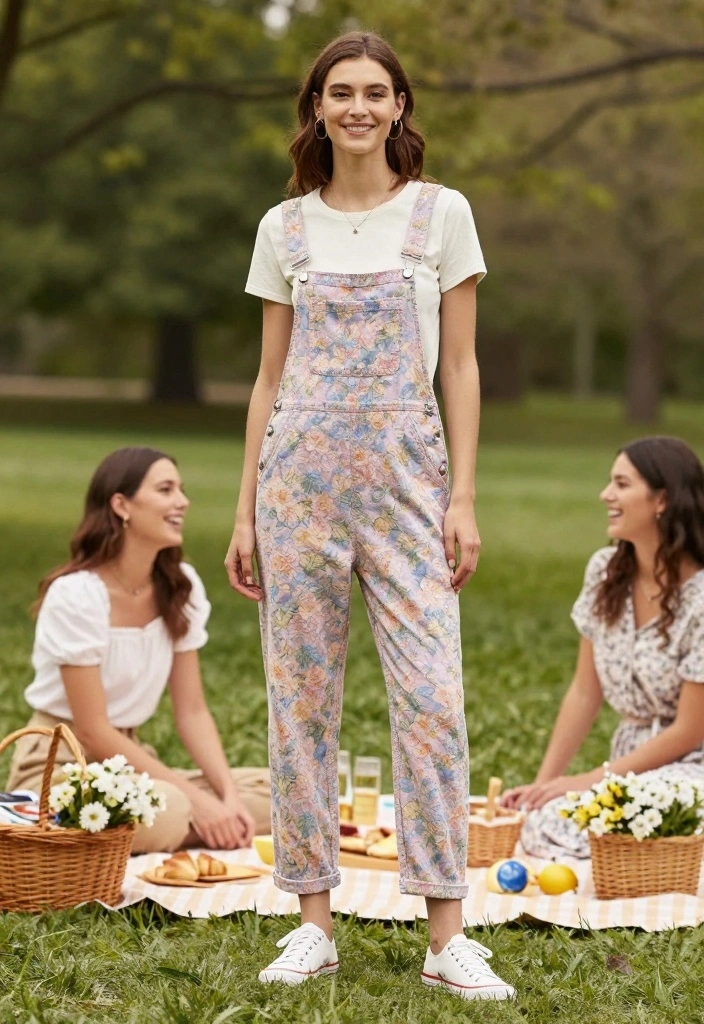 25 Floral-Inspired Cute Spring Outfits That Are Pure Aesthetic Goals! - 13. Pastel Floral Overalls 1