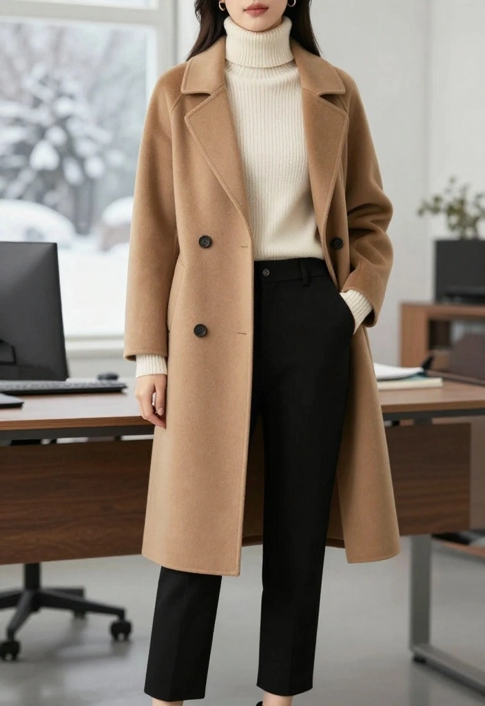 25 Office Winter Outfit Ideas That Will Make You Want to Get Dressed Up Every Day (You’ll Adore #6!) - 1. Classic Wool Blend Coat 1