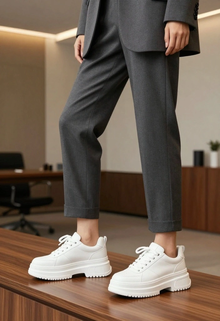 25 Office Winter Outfit Ideas That Will Make You Want to Get Dressed Up Every Day (You’ll Adore #6!) - 20. Chunky Platform Sneakers 1