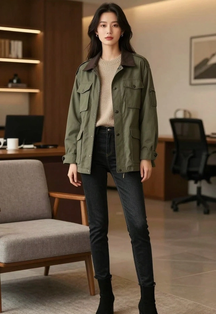25 Office Winter Outfit Ideas That Will Make You Want to Get Dressed Up Every Day (You’ll Adore #6!) - 23. Casual Utility Jacket 1