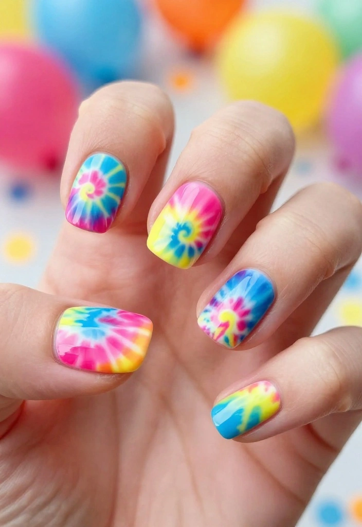 30 Chic New Years Eve Nails That Will Elevate Your Holiday Look! - 16. Playful Tie-Dye 1