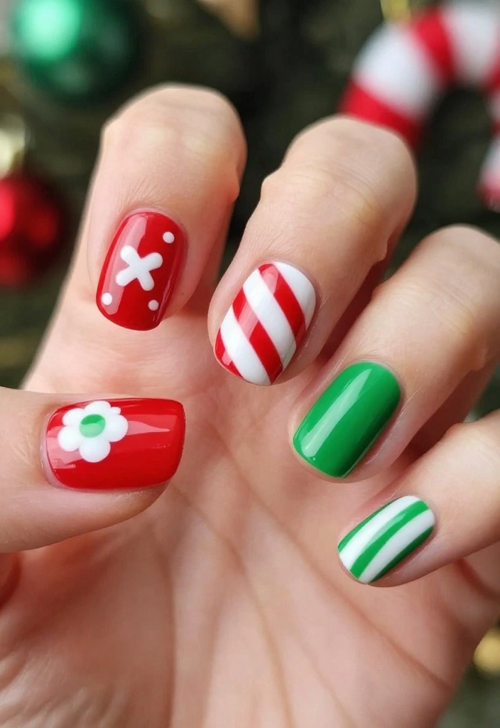 30 Chic New Years Eve Nails That Will Elevate Your Holiday Look! - 21. Whimsical Candy Stripes 1