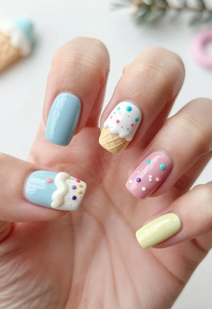 30 Chic New Years Eve Nails That Will Elevate Your Holiday Look! - 23. Ice Cream Nail Art 1