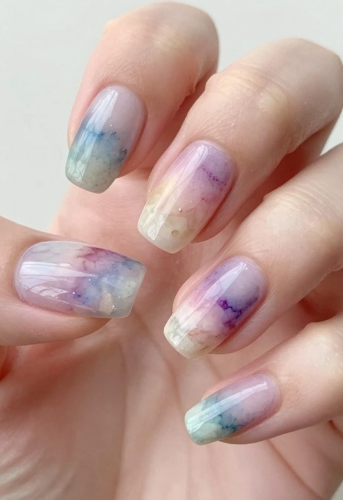30 Chic New Years Eve Nails That Will Elevate Your Holiday Look! - 26. Artistic Watercolor Nails 1