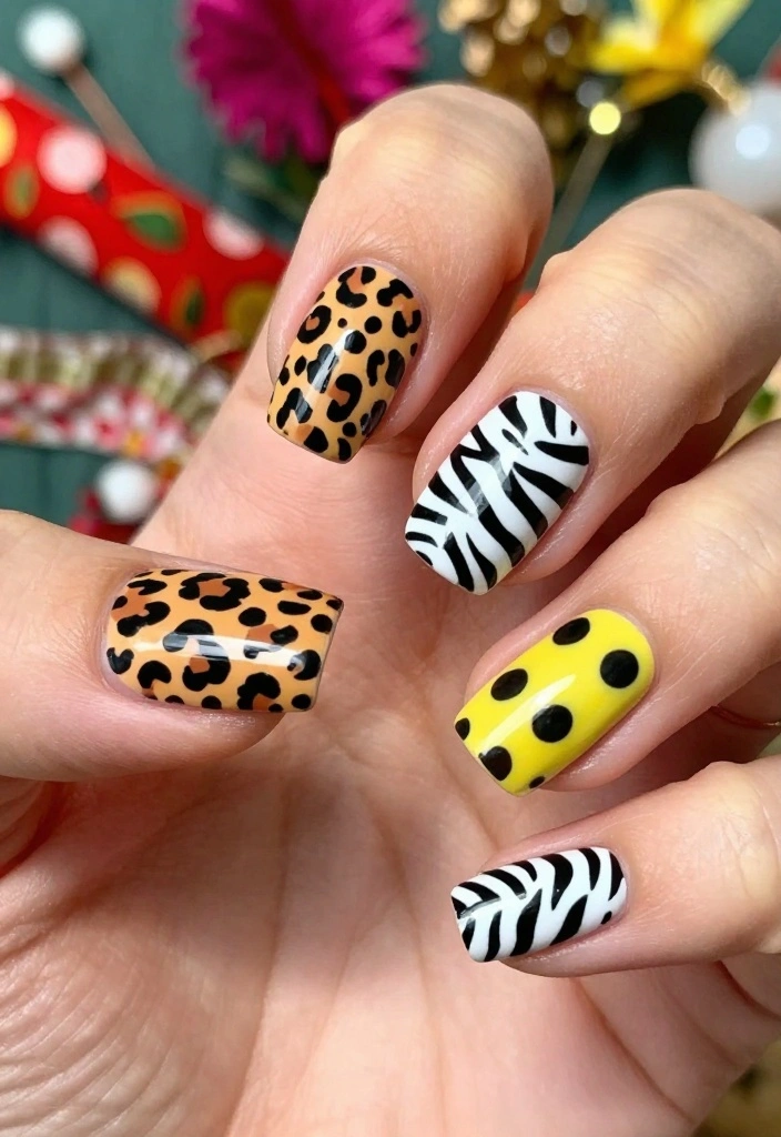 30 Chic New Years Eve Nails That Will Elevate Your Holiday Look! - 27. Funky Animal Prints 1