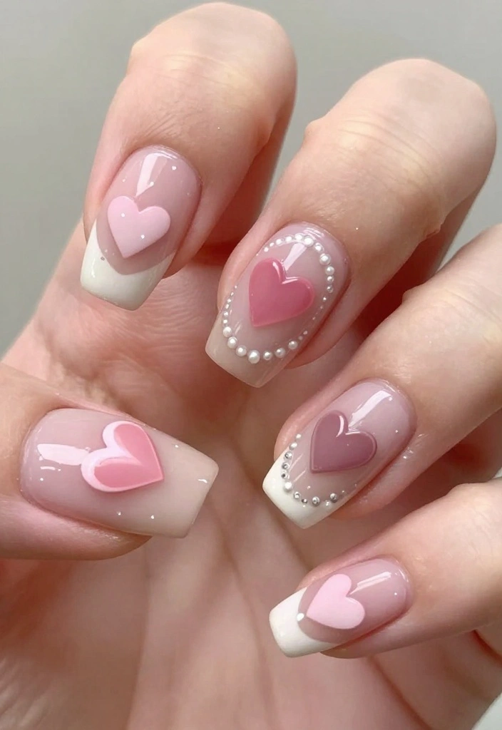 30 Chic New Years Eve Nails That Will Elevate Your Holiday Look! - 28. Romantic Heart Designs 1