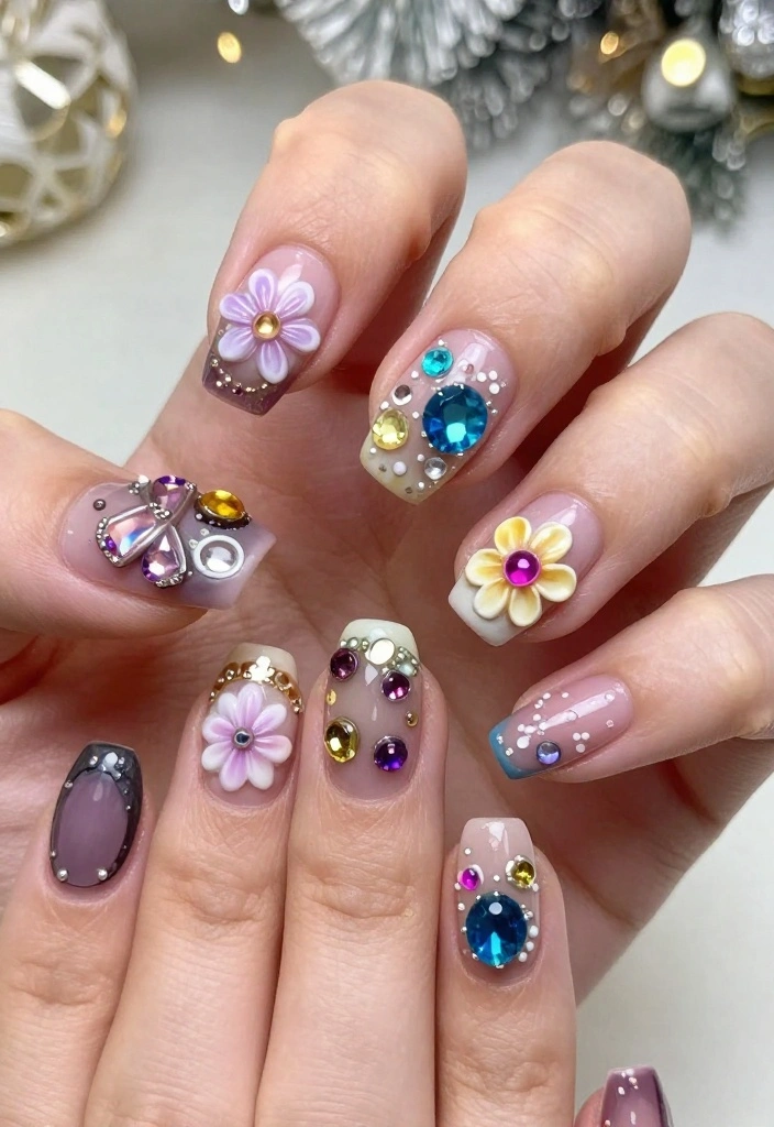 30 Chic New Years Eve Nails That Will Elevate Your Holiday Look! - 30. Lasting Impressions: 3D Nail Art 1