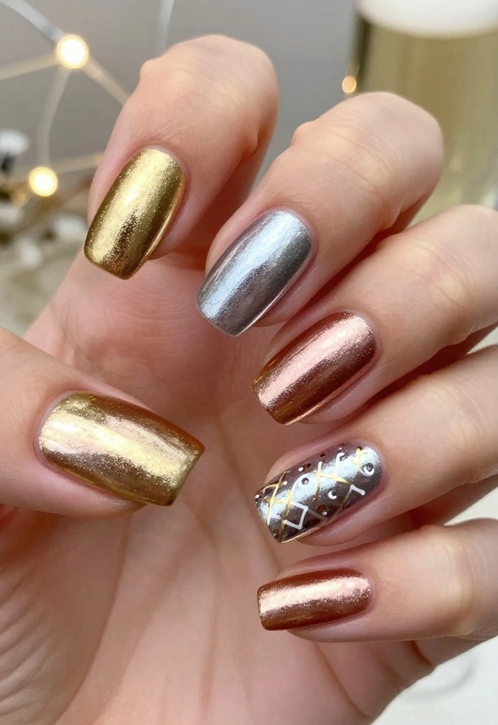 30 Chic New Years Eve Nails That Will Elevate Your Holiday Look! - 5. Metallic Marvels 1