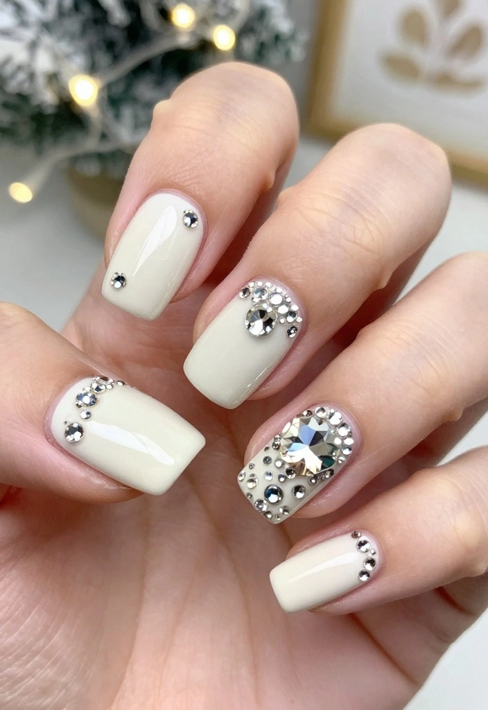 30 Chic New Years Eve Nails That Will Elevate Your Holiday Look! - 8. Sparkling Rhinestones 1