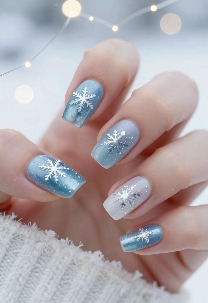 30 Chic New Years Eve Nails That Will Elevate Your Holiday Look! - 9. Winter Wonderland Nails 1