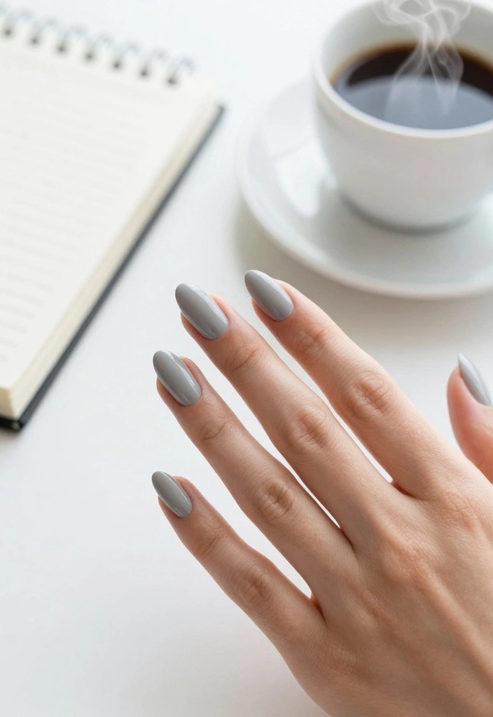 8 Seasonal Acrylic Nails Almond Colors That Will Brighten Up Your Look (Don't Miss #3!) - 8. Soft Grey 1