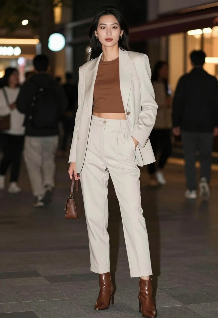 Fall in Love with These 13 Layering Outfit Ideas for Effortless Autumn Style! - 11. Crop Top + High-Waisted Pants 1