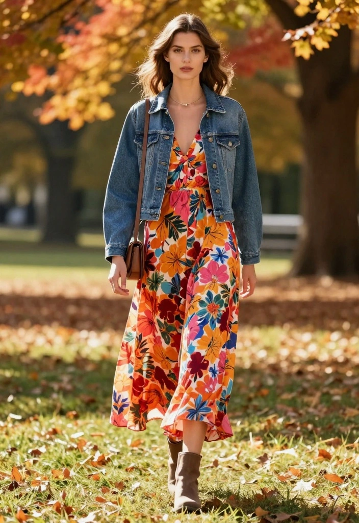 Fall in Love with These 13 Layering Outfit Ideas for Effortless Autumn Style! - 2. Denim Jacket + Maxi Dress 1