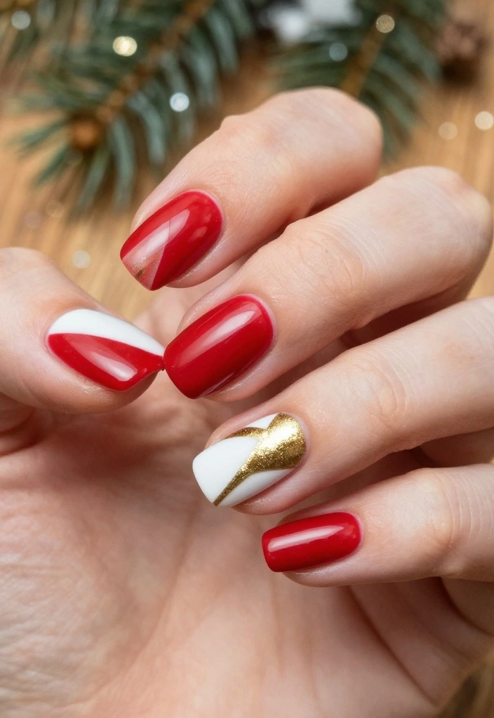 10 Festive Red Nails Ideas That Will Make You the Star of Any Holiday Party! (Don't Miss #5!) - 9. Geometric Red Nail Design 1
