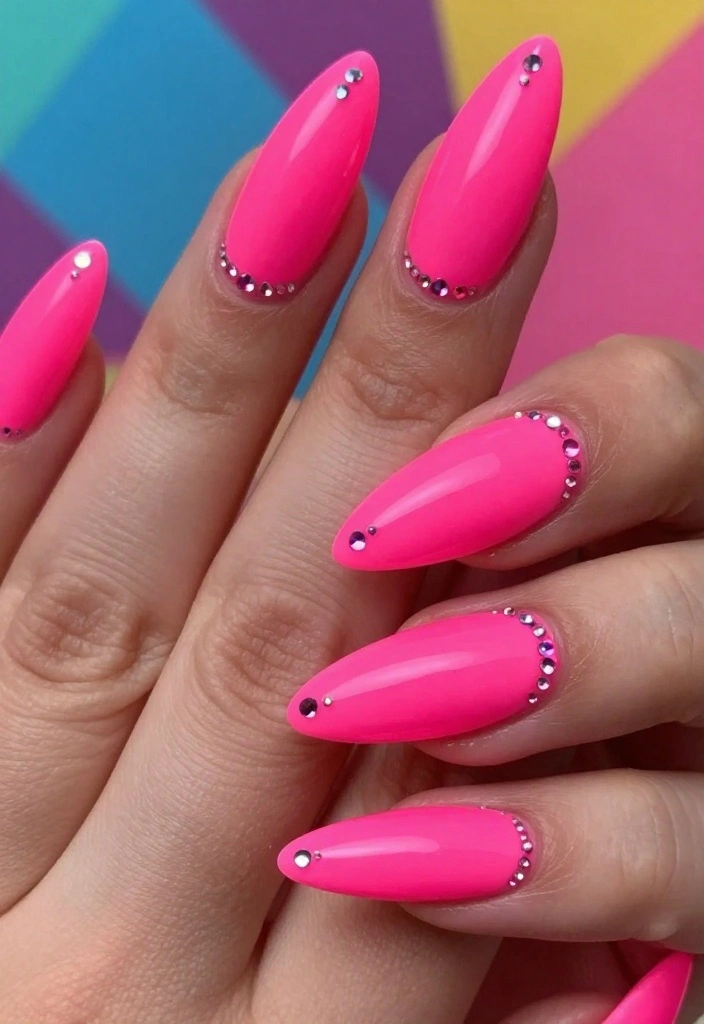 11 Creative Pink Stiletto Nails You Need to See to Believe (Especially #4!) - 7. Neon Pop 1