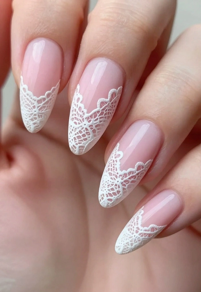 11 Creative Pink Stiletto Nails You Need to See to Believe (Especially #4!) - 9. Lace Elegance 1