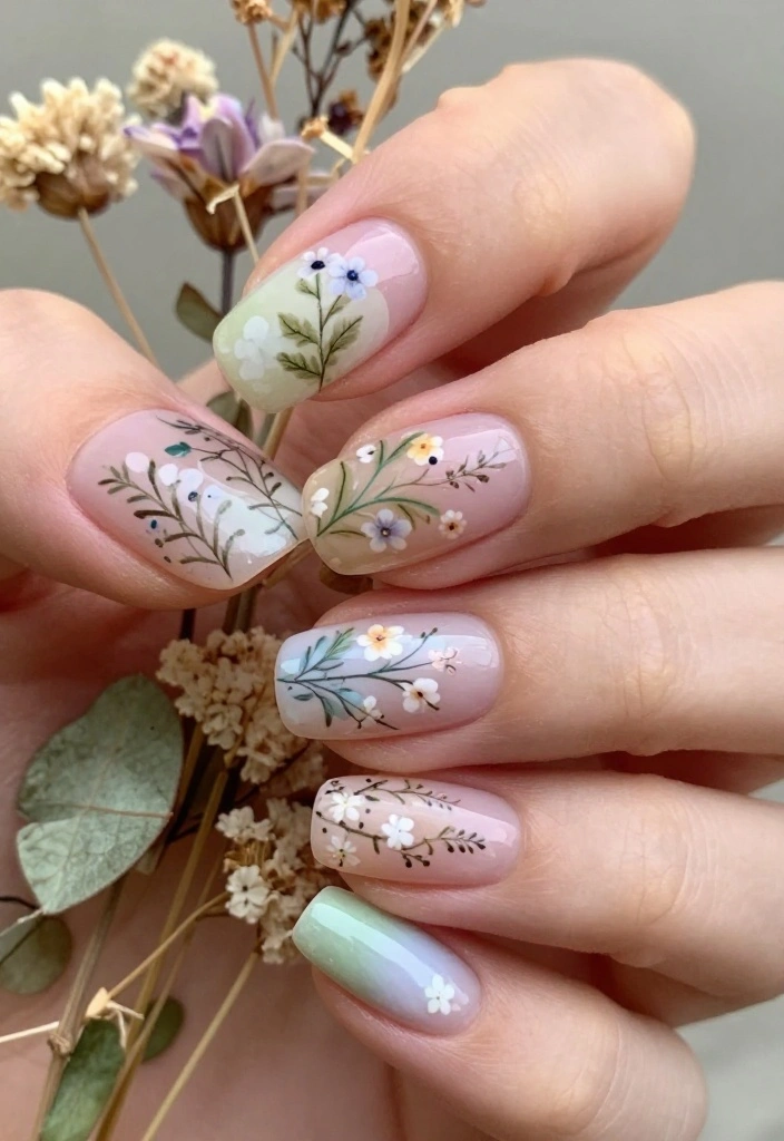 11 Natural Nail Techniques That Will Make You a Nail Art Pro in No Time! - 3. Botanical Nail Art 1