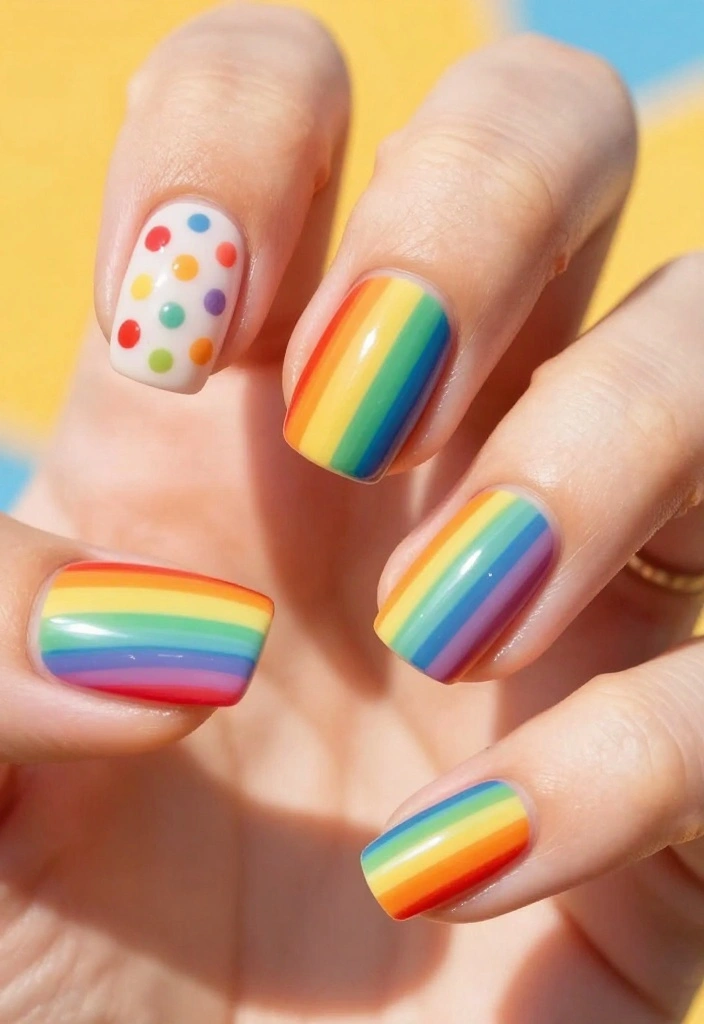 14 DIY Acrylic Nail Designs That Will Transform Your Look (Don't Miss #9!) - 14. Rainbow Brights 1