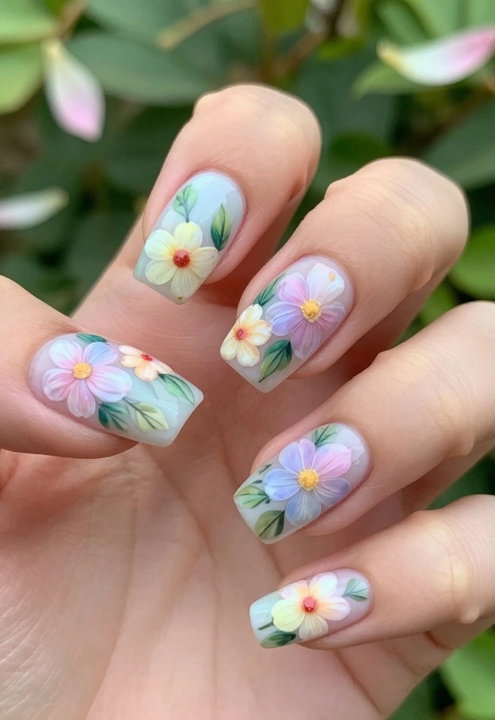 14 DIY Acrylic Nail Designs That Will Transform Your Look (Don't Miss #9!) - 4. Floral Fantasy 1