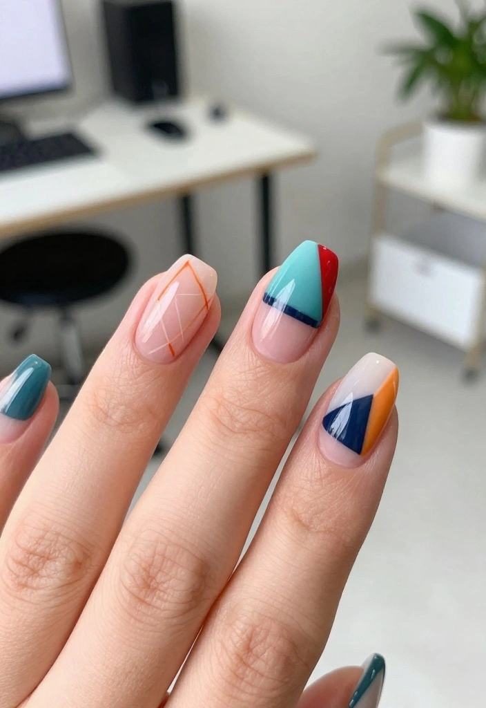 14 DIY Acrylic Nail Designs That Will Transform Your Look (Don't Miss #9!) - 6. Geometric Glam 1