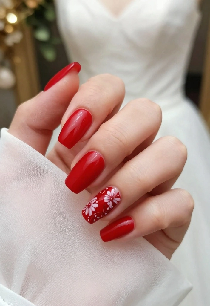 14 Matching Bridal Party Nails Colors That Will Make Your Photos Pop! - 3. Bold Red Elegance 1