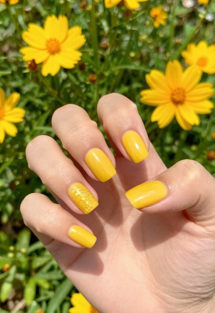 14 Matching Bridal Party Nails Colors That Will Make Your Photos Pop! - 9. Sunshine Yellow 1