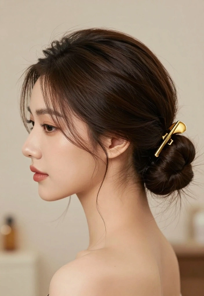 15 Versatile Hairstyles with Clips That Will Make Heads Turn (Don't Miss #9!) - 1. The Chic Low Bun with a Statement Clip 1