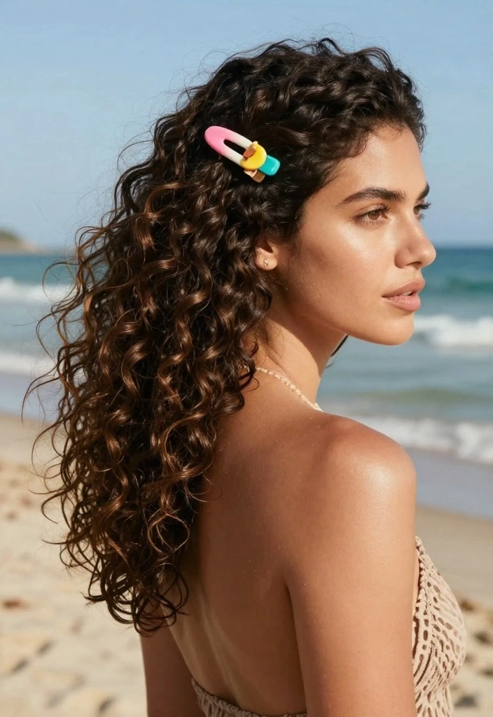 15 Versatile Hairstyles with Clips That Will Make Heads Turn (Don't Miss #9!) - 13. Beachy Waves with a Fun Clip 1