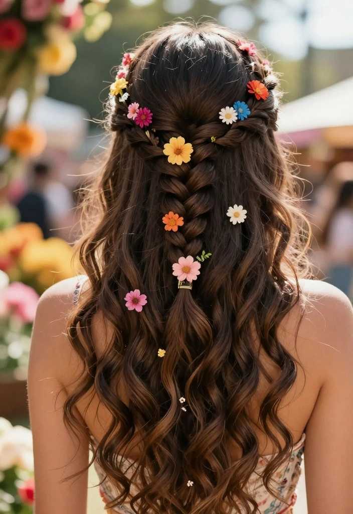 15 Versatile Hairstyles with Clips That Will Make Heads Turn (Don't Miss #9!) - 2. Boho Braided Crown with Floral Clips 1