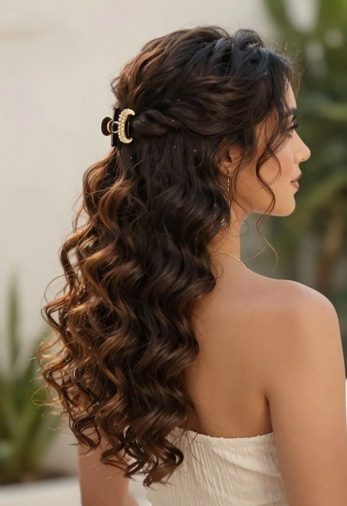 15 Versatile Hairstyles with Clips That Will Make Heads Turn (Don't Miss #9!) - 4. Half-Up, Half-Down Twist with Decorative Clip 1