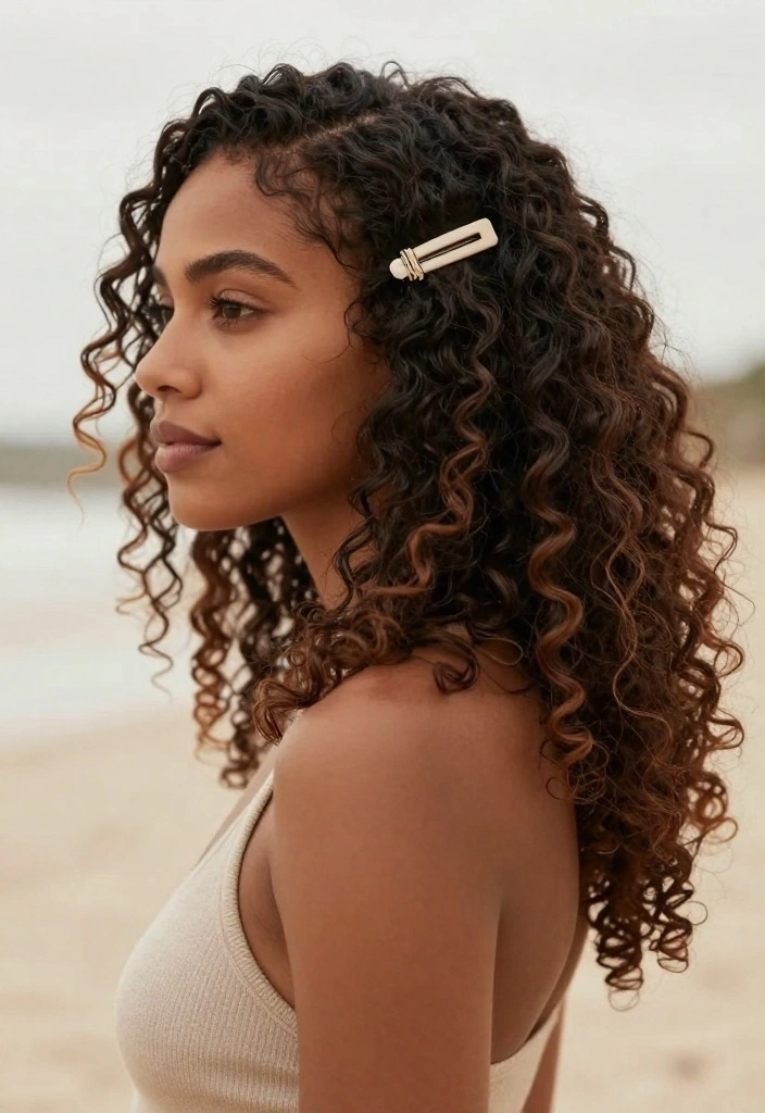 15 Versatile Hairstyles with Clips That Will Make Heads Turn (Don't Miss #9!) - 8. Textured Waves with a Beautiful Barrette 1