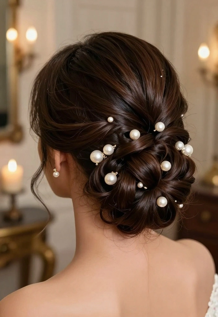 15 Versatile Hairstyles with Clips That Will Make Heads Turn (Don't Miss #9!) - 9. (Don’t Miss This!) Glamorous Updo with Pearls 1