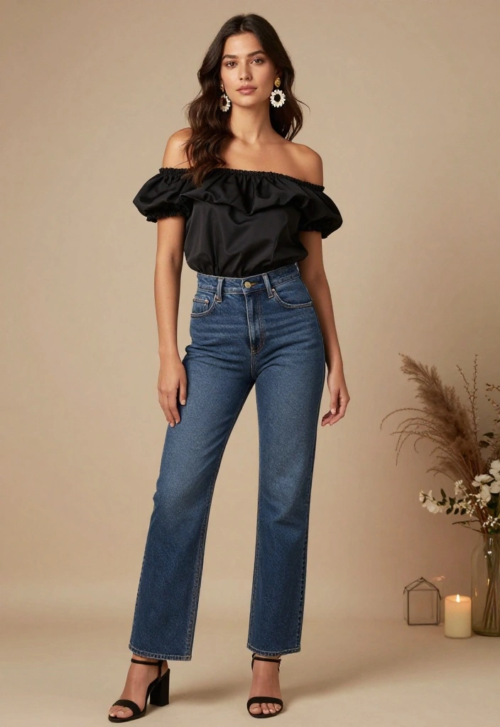 18 Stylish Valentine's Outfits That Will Make You the Star of the Night! - 16. Playful Off-the-Shoulder Top 1