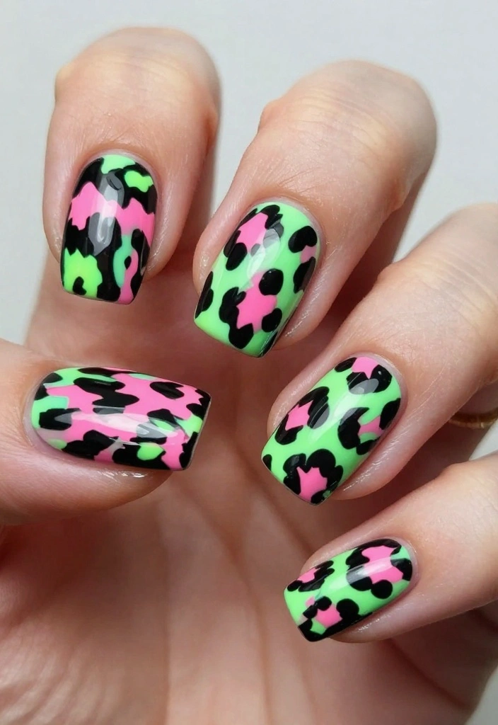 18 Unforgettable Gel Nail Styles for Every Occasion (You’ll Want to Try #7!) - 15. Neon Animal Prints 1