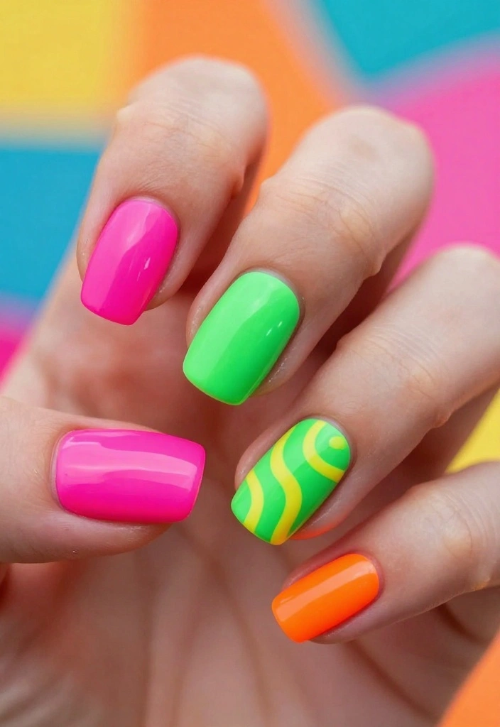 18 Unforgettable Gel Nail Styles for Every Occasion (You’ll Want to Try #7!) - 7. Neon Dreams 1