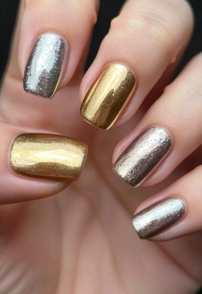 20 Creative Nail Designs You Can Do at Home (Even If You're a Beginner!) - 10. Metallic Magic 1