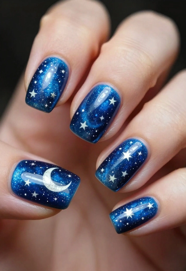 20 Creative Nail Designs You Can Do at Home (Even If You're a Beginner!) - 14. Starry Night 1